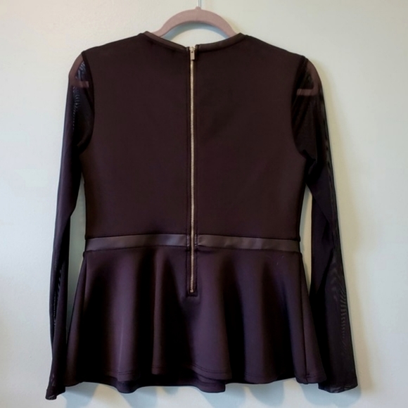 CHIC Black Peplum with Sheer Panel - Picture 2 of 4